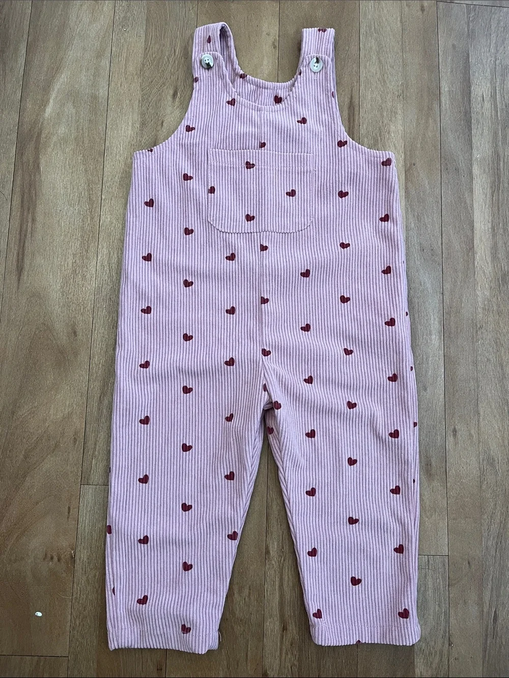 Baby Girl Pink Heart Print Overalls Romper 18-24M Valentine's